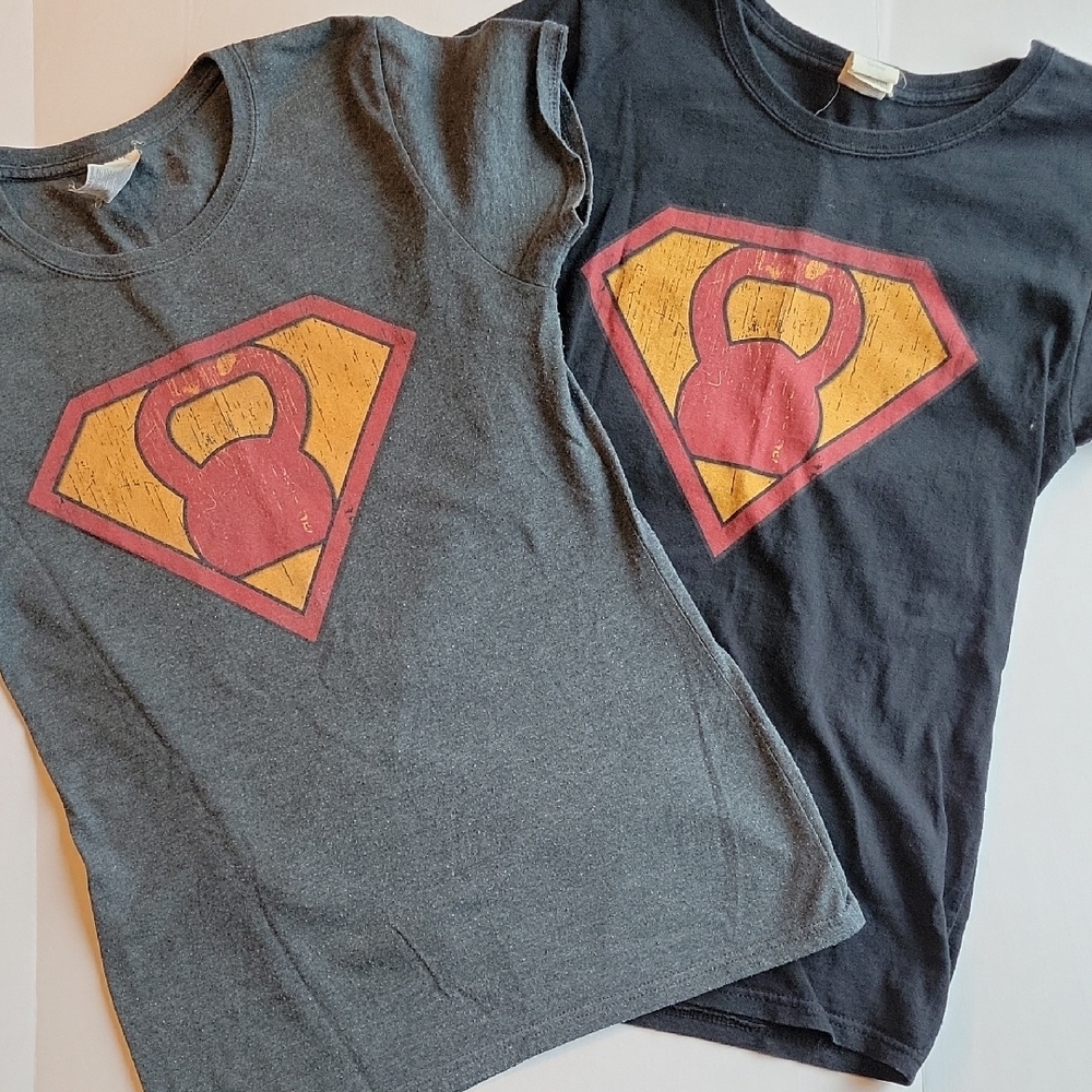 Superhero Kettlebell Graphic T-Shirts Set Of 2